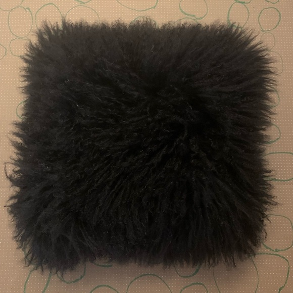 Genuine Mongolian wool throw accent pillow - Picture 1 of 5